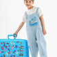 Moderner Jungen-Jeanslatzhosen-Set mit verspielten Details